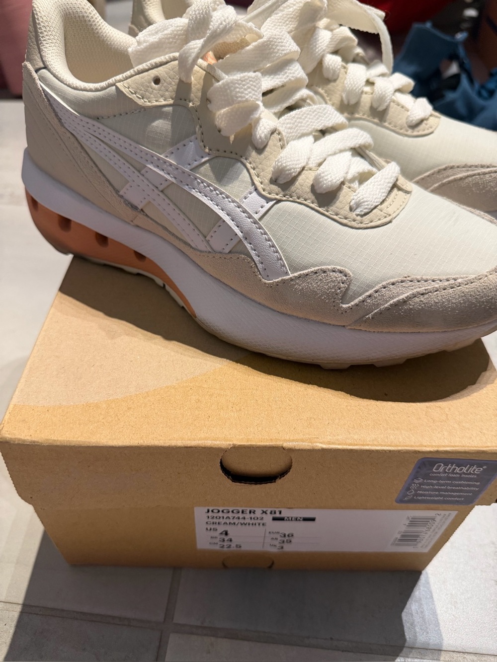 Asics Jogger X81 Cream White Sneakers with Peach Accent